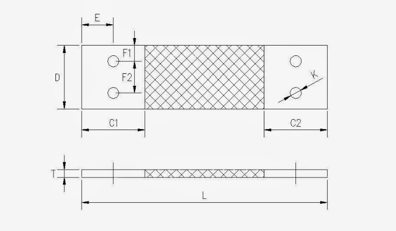 Copper Conductive Flexible Bus Bar Connection Braided Copper Grounding Straps Busbar