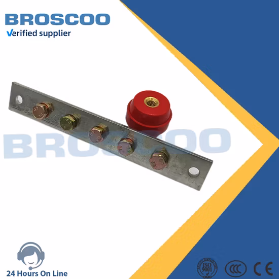 Barra collettrice di messa a terra in rame per carichi pesanti montata a parete.  Kit barra di messa a terra in rame da 25" X 2" X 10".